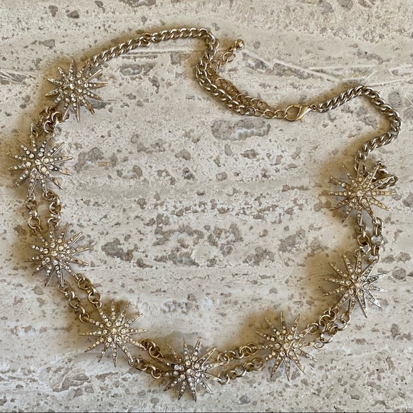 Womens brand-new mid-century modern necklace starburst gold tone vintage look - Picture 1 of 2